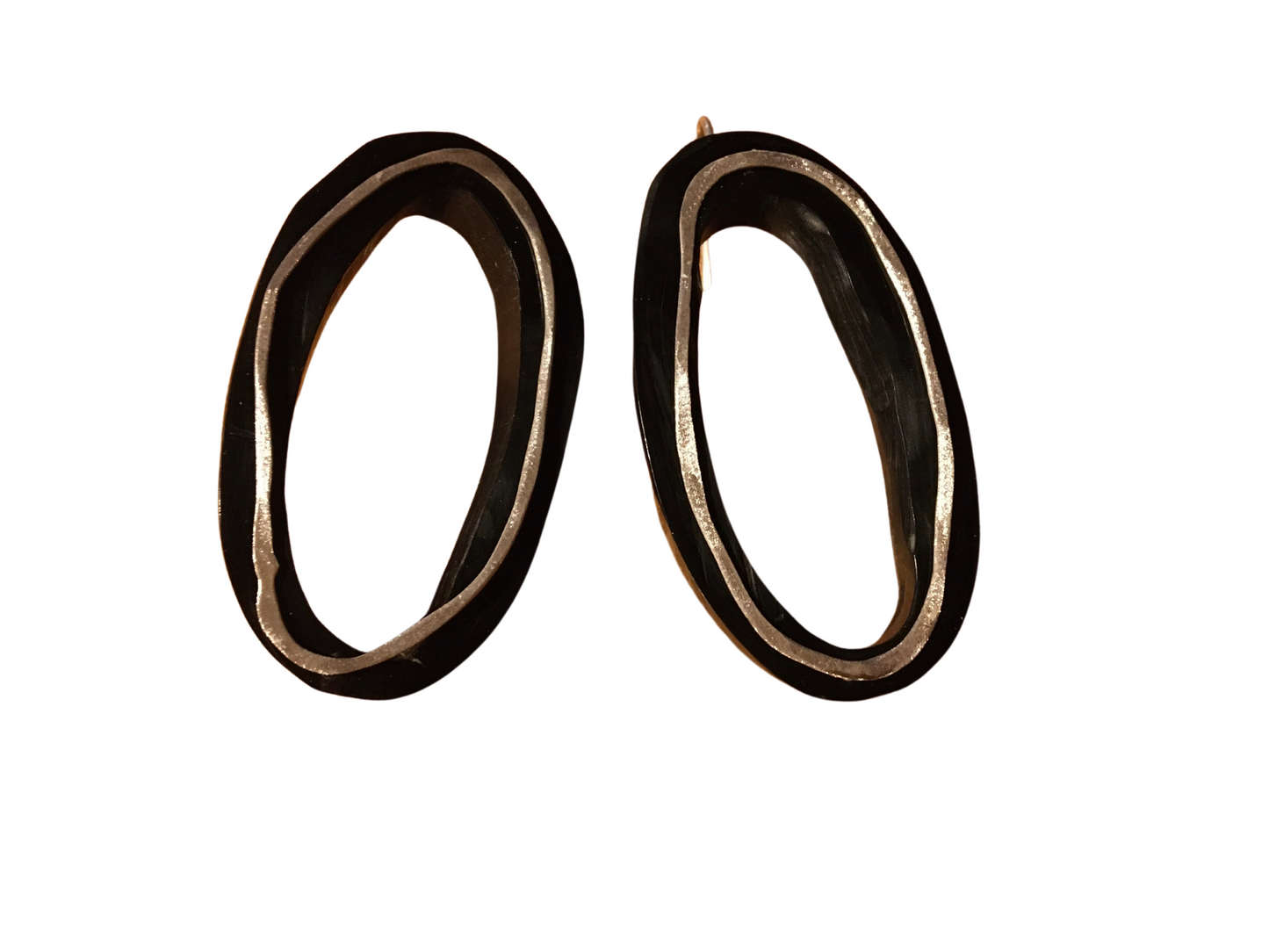 buffalo horn and silver earrings