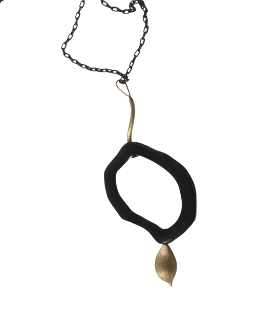 buffalo horn and brass pendant by janine combes 