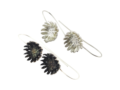 Silver chrysanthemum earrings