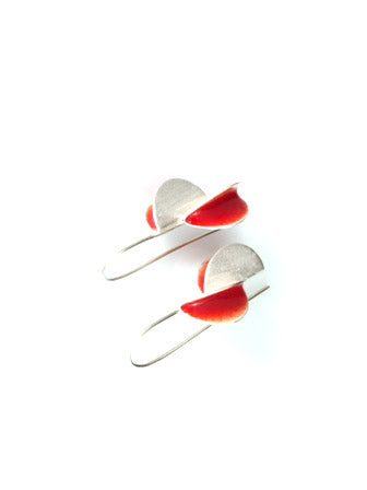 red fold earrings